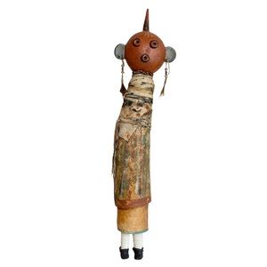 Vintage Robert Rivera standing mudhead gourd art figure 27” RARE